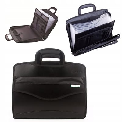 Zwarte Aktetas Organizer voor Documenten en Laptop