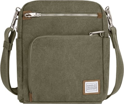 Travelon Heritage Anti-diefstal Tour Bag – Sage – Ruime schoudertas met RFID, snijbestendige panelen en lock-down strap