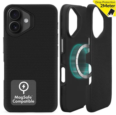 My Style Hoesje geschikt voor Apple iPhone 16 MagSafe Telefoonhoesje Hardcase | My Style Magsafe Tough Backcover Shockproof | Geschikt voor MagSafe | Geschikt voor Draadloos Opladen met Magnetische Ring | Geschikt voor MagSafe Case - Zwart