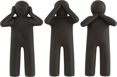 J-Line figuur P'tit Maurice Horen/Zien/Zwijgen - polyresin - zwart - large - 3 stuks