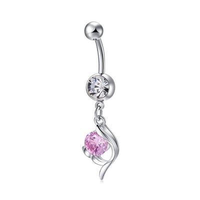 Aramat Jewels | Navelpiercings | Roze Zirkonia Stalen Navelpiercing zilverkleur | | | |10mm | Staal | Volwassenen | Verkleurd niet