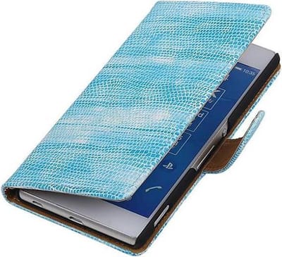 Hagedis Bookstyle Wallet Case Hoesjes Geschikt voor Sony Xperia Z4 Z3+ Turquoise