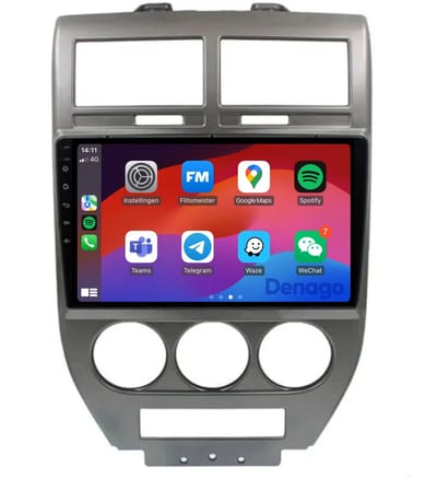 CarPlay autoradio geschikt voor Jeep Compass | 2006 t/m 2010 | Android 13 | Draadloos Apple CarPlay & Android Auto | 2GB + 32GB | QuadCore processor | Denago DNG-A214 | 2025 model | 2006 2007 2008 2009 2010 | Bluetooth & Wifi