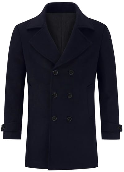 ALLTHEMEN Heren Effen Dubbelrijige Overjas Wollen Dikke Coat - Kort Gevoerd Winterjack - S