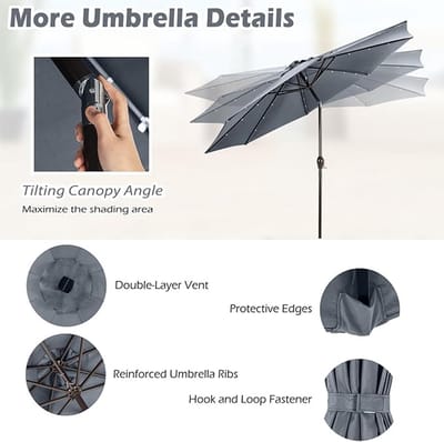 Parasol Ampelschirm mit LED 200 x 211 cm – Depauwonen Terrassenschirm Sandfarben, Aluminium Gartenschirm Kippbar & Kurbel, Sonnenschutz für Garten, Balkon, Terrasse, Pool & Restaurants – Depauw