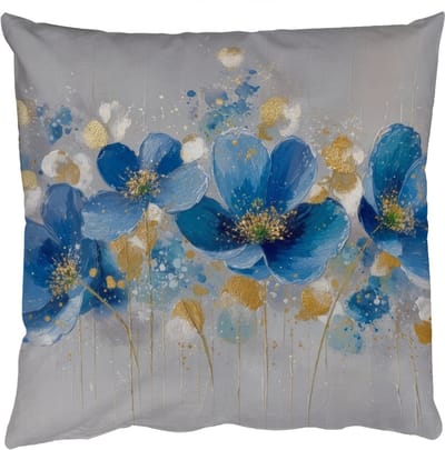 Sierkussens - Kussentjes Woonkamer - 50x50 cm - Bloemen - Blauw - Abstract