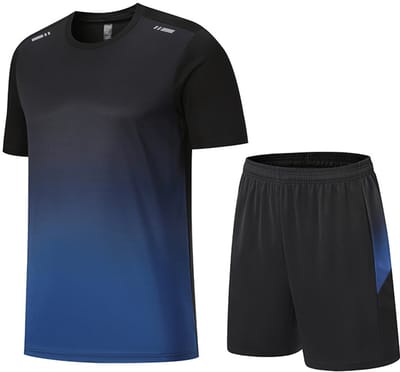 YOUTHUP Heren Kleurverloop Sportset - Rond Hals T-shirt met Korte Broek - XL