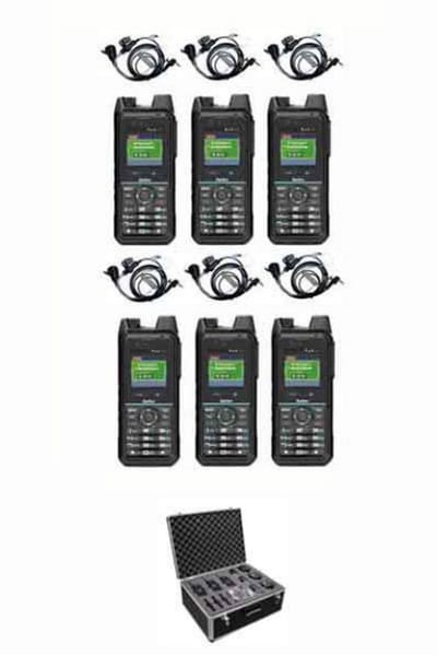 Set van 6 Inrico T330 4G LTE Zello Smart Portofoon IP68 met beveiliging oortje en koffer