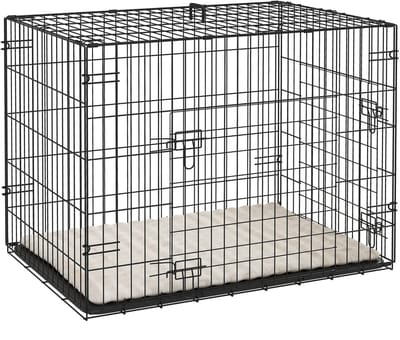 Pawhut Hondenbench-Polyester, staal-75L x 48,5B x 53H cm-Zwart