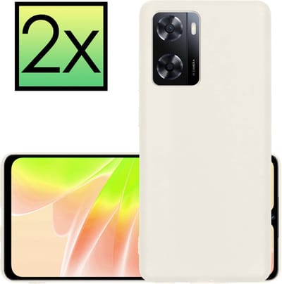 Hoesje - 2 Stuks - Geschikt voor OPPO A57 - Sterk & Shockproof - Case Siliconen - Back Cover - Telefoon Hoes - Wit