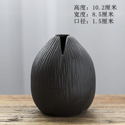 Vase en terre cuite de style japonais, imitation pierre, arrangement floral abstrait, ornement de table vintage, vase à fleurs pour salon