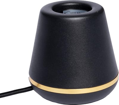 Specilights Design Tafellamp Zwart met Gouden Ring – Luxe Sfeerlamp E27 – Moderne Tafellamp met 1.5 Meter Snoer en Schakelaar – Mat Zwart