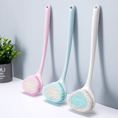 3 stuks Lange Handvat Badborstel Ergonomische Douche Scrubber voor Lichaam met Zachte Borstels Rugreiniging Ontspanning Geschikt voor Dames（roze，wit，bluw）