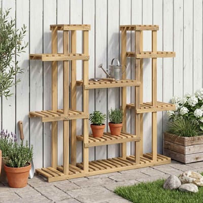 vidaXL - Plantenstand - Wit - 123 - x - 25 - x - 114,5 - cm - Massief - Acacia - Hout
