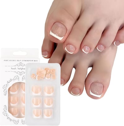 24 Stuks Neppoten Nagel Kunst Tips, Nude Witte Set, Volledige Dekking, Druk Op Nepnagels met Lijm, Korte Vierkante Nagels voor Vrouwen en Meisjes, Perfect voor Nagelstyling en Decoratie