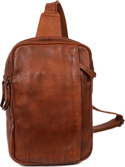 Bear Design Stefan Leren Crossbodytas - Crossover voor Man en Vrouw - Unisex Schoudertas van Leer - Cognac