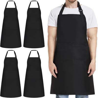 Keukenschort – 4-pack – Unisex – Met dubbel zakontwerp – Waterdicht – Geschikt voor keukens, hotels, barbecues, tuinieren en koffiezaken