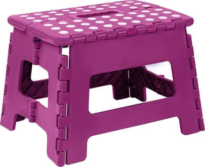 Famanu Opvouwbaar opstapkrukje voor kinderen - Lichtgewicht opvouwbaar klein plastic krukje voor keuken en badkamer - Opvouwbaar krukje voor kinderen Kan tot 300 lbs dragen (paars).