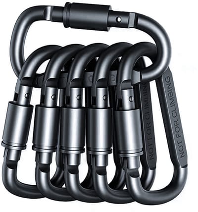 Aventrix Karabijnhaken met Schroefsluiting – 6 Stuks – Karabijnhaak Sleutelhanger – Lichtgewicht & Sterk – Voor Wandelen Kamperen Hondenriem – Niet voor Klimmen