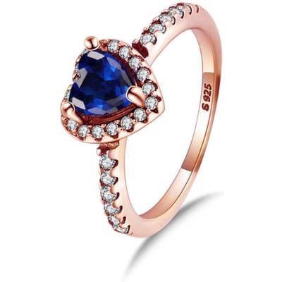 Rose Goud Vergulde Hart Verlovingsring Schitterend Halo Kristal Detail Hypoallergeen Voor Gevoelige Huid Trendy Statement Ring 7 white
