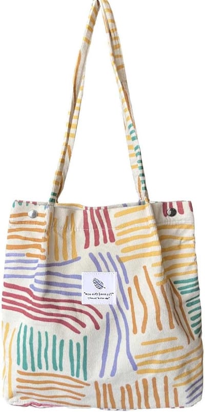 Grote Schoudertas voor Dames van Corduroy - Perfecte Strandtas, Crossbody en Shopper voor Werk en School