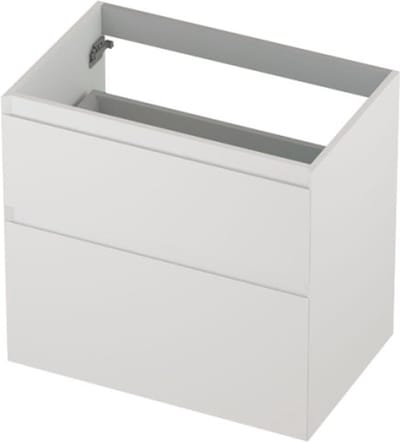 INK® wastafelonderkast 2 laden greeploos gelakt asymmetrisch 70x45x65cm, mat wit