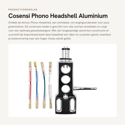Dailygoods- Phono Headshell Universeel - Aluminium - Zuurstofvrij Koperdraad - Lichtgewicht - Kleurgecodeerde Aansluitdraden - Rijker Geluid - Grammofoonkop