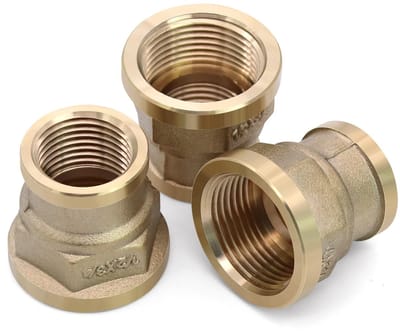 Dailygoods - Reductie 3/4 naar 1/2, 3 stuks reduceermof, adapter 3/4 inch binnendraad op 1/2 inch binnendraad, messing, verloopstuk sanitaire armaturen voor waterleiding, drinkwater, sanitaire verbindingen