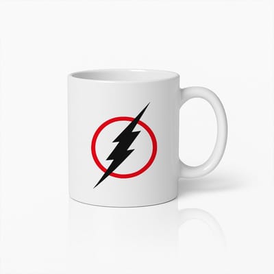 Bliksemschicht Mok 330ml – Coole Minimalistische Koffiekop met Rood Cirkel Ontwerp – Leuk Cadeau voor Superheld & Stripboek Fans