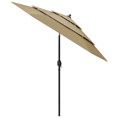vidaXL - Parasol - 3-laags - met - aluminium - paal - 2,5 - m - taupe