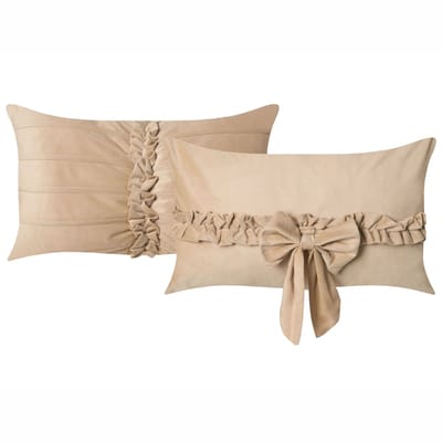 BELLE - Set van 2 sierkussens - Beige - 50 x 30 cm - Fluweel