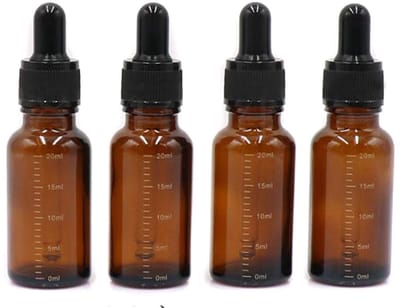 Dailygoods- Druppelfles 20 ml - Druppelflesje met pipet - Set van 4 - Antiviolet - Glazen fles - Perfect voor essentiële oliën - Olieflacon