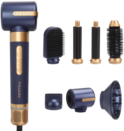7 in 1 Hairwrap Pro - Aestra - 110.000RPM - Föhn met Diffuser - Krultang - Föhnborstel - Krulborstel - Airstyler - Haarborstel - 1400W - Navy