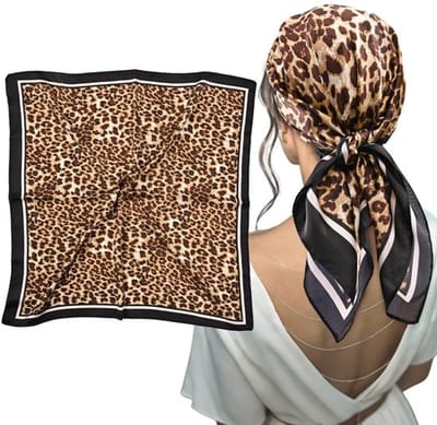 Sjaal 70x70 cm - Zijden Sjaal - Hoofddoek Dames - Luipaardprint - Ademend - Lichtgewicht en Zacht