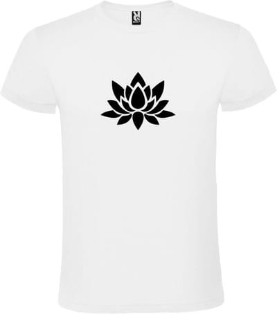 Wit  T shirt met  print van "Lotusbloem " print Zwart size XS