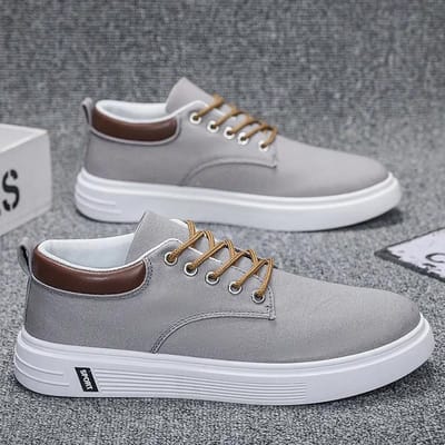 Schoenen voor Heren Mode Canvas Schoenen Outdoor Ademend Heren Sneakers Antislip Lichtgewicht Casual Schoenen Designer Veterschoenen Heren Flats 39 grijze kleur