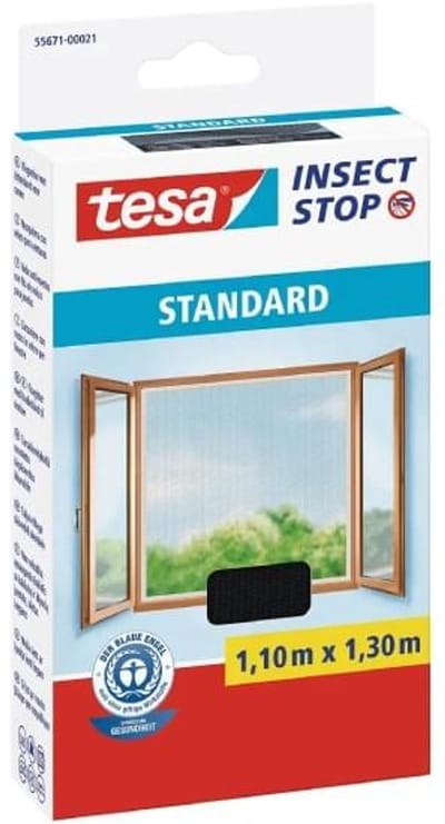 Tesa Insect-Stop Standard vliegenhor ramen 130 x 150 cm antraciet - Effectieve Rattenwering - Met gratis cheatsheet