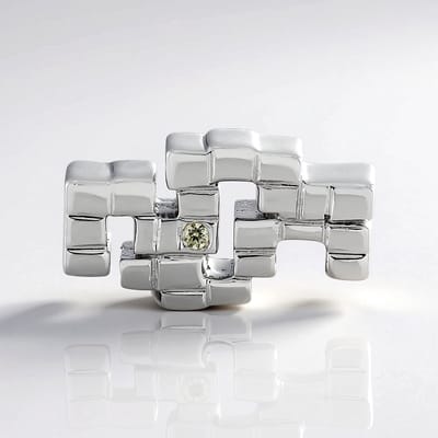 Cavill - Zilveren hanger met Cambodjaanse ronde zirkoon 0,032 ct - 925 Sterling zilver platina - Modern minimalistisch design 11x19 mm