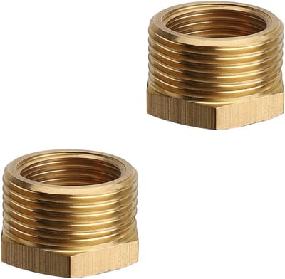 Reducer Nipple 3/4 Inch naar 1/2 Inch, 2 Stuks Messing Verloopstuk voor Industrie, Commercieel en Huishoudelijk Gebruik