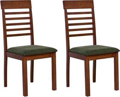 ORTLEY - Eetkamerstoel set van 2 - Donkerbruin/Groen - Rubberhout