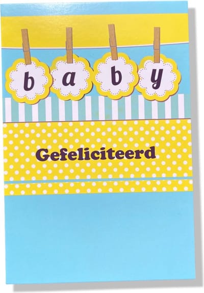 Hoera een Baby! - Luxe geboorte wenskaart - 12x17cm - Gevouwen wenskaart met envelop