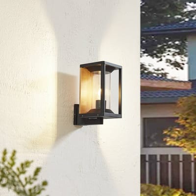 Lucande - Wandlamp buiten - 1licht - Gegoten aluminium, acryl - H: 27.6 cm - E27 - zwart, transparant