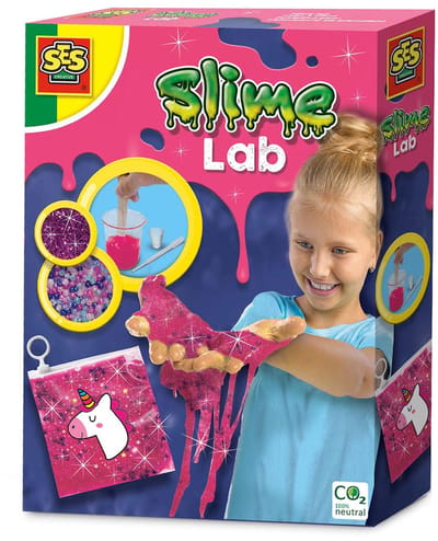 SES Creative - Slime lab - Unicorn - Zelf glitter slijm maken in zakje - Met kralen, sticker en zip-lock zakje - Unicorn speelgoed