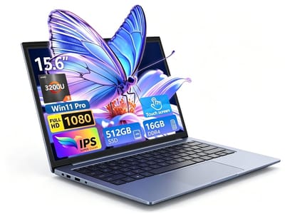 Ninkear 15.6" FHD IPS Touchscreen Laptop – 360° Flip 2-in-1 Convertible – AMD Ryzen 3 3200U – 16GB RAM – 512GB SSD – Windows 11 Pro – Dual-Band WiFi – Zilve