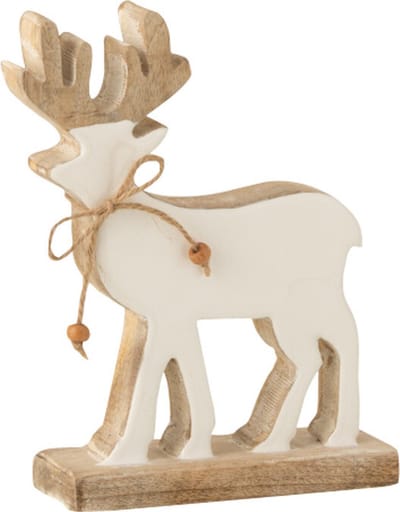 J-Line decoratie Rendier Op Voet - hout - wit - small