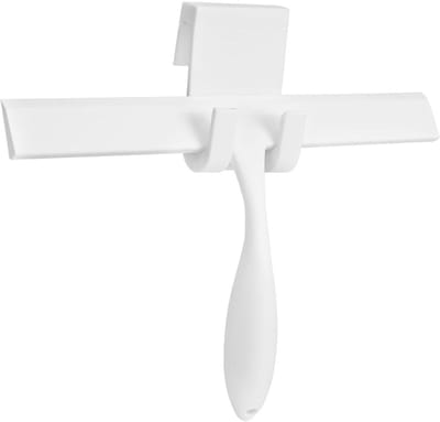 Famanu - Siliconen douchetrekker 28 cm wit, met ophanghaak zonder boren