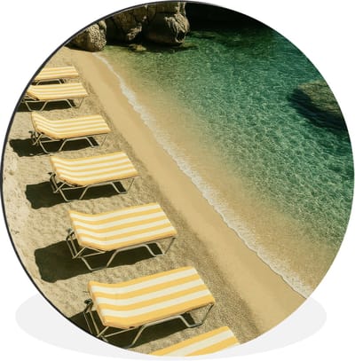 WallCircle - Wandcirkel - Muurcirkel - Strandbedden - Zee - Stenen - Baai - Aluminium - Dibond - 30x30 cm - Binnen en Buiten
