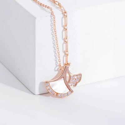 Nieuwe 925 Sterling Zilveren Ketting Hanger Dame Diamant Schelp Abrikozenblad Ketting Verlovingsketting