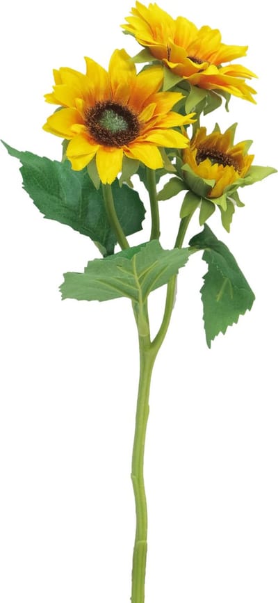 Bellatio Design Kunstbloem Zonnebloem Helianthus - 37 cm - losse steel - kunst zijdebloem - 3 bloemen