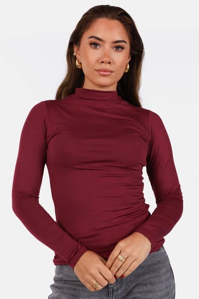 Getdrezzed Top - Maat: XS - Dubbel gevoerde top met col bordeaux